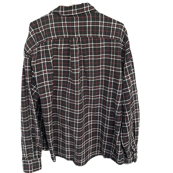 Lands End Flannel Shirt Mens XXL 2X Black Red Button Up Portuguese Flannel - Picture 2 of 9